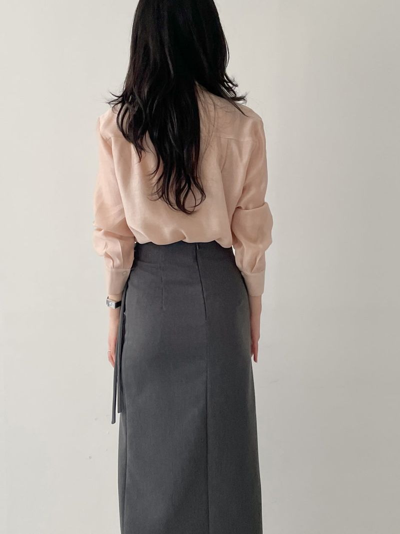 Two-buckle wrap H-line long skirt