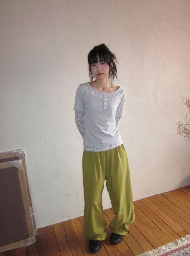 Nicks Layered Button Stripe Long Sleeve Tee