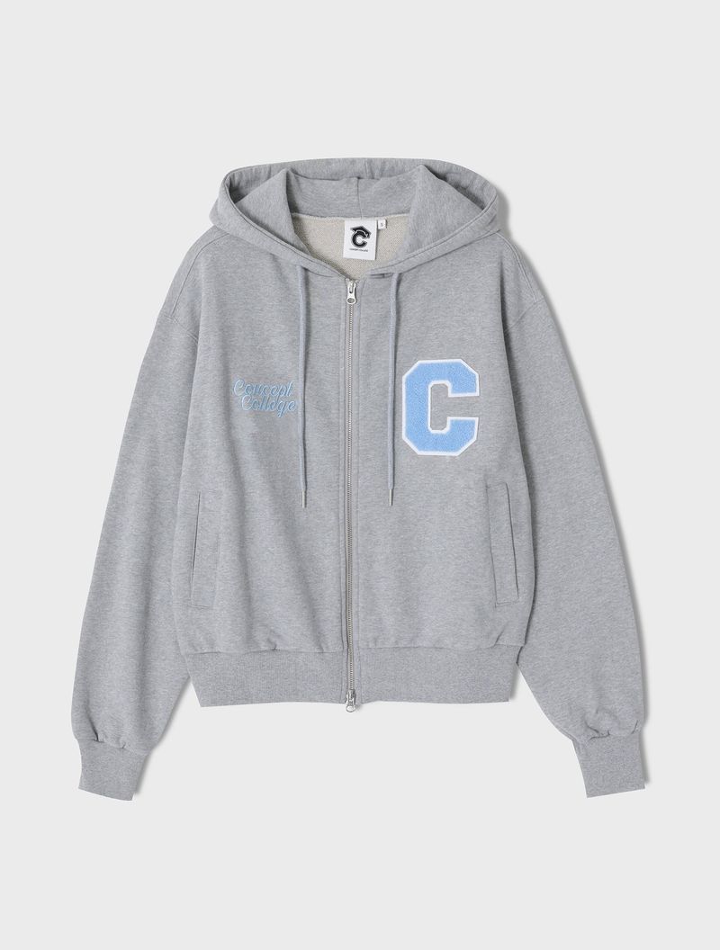 CONCEPT COLLEGE（コンセプトカレッジ）の「C Patch Zipper Hood Zip-Up / Gray [Unisex]（Tops）」