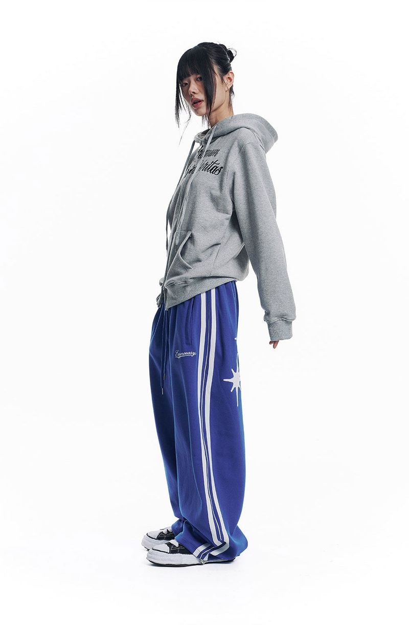 Star Piping Track Balloon Sweat Pants - Blue