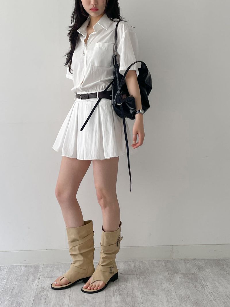 Two-buckle open-toe flip-flop boots