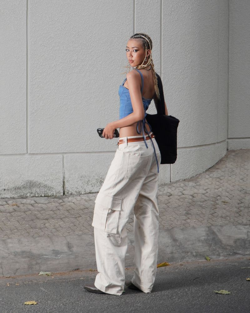 Khaki Line Border Cargo Pocket Pant