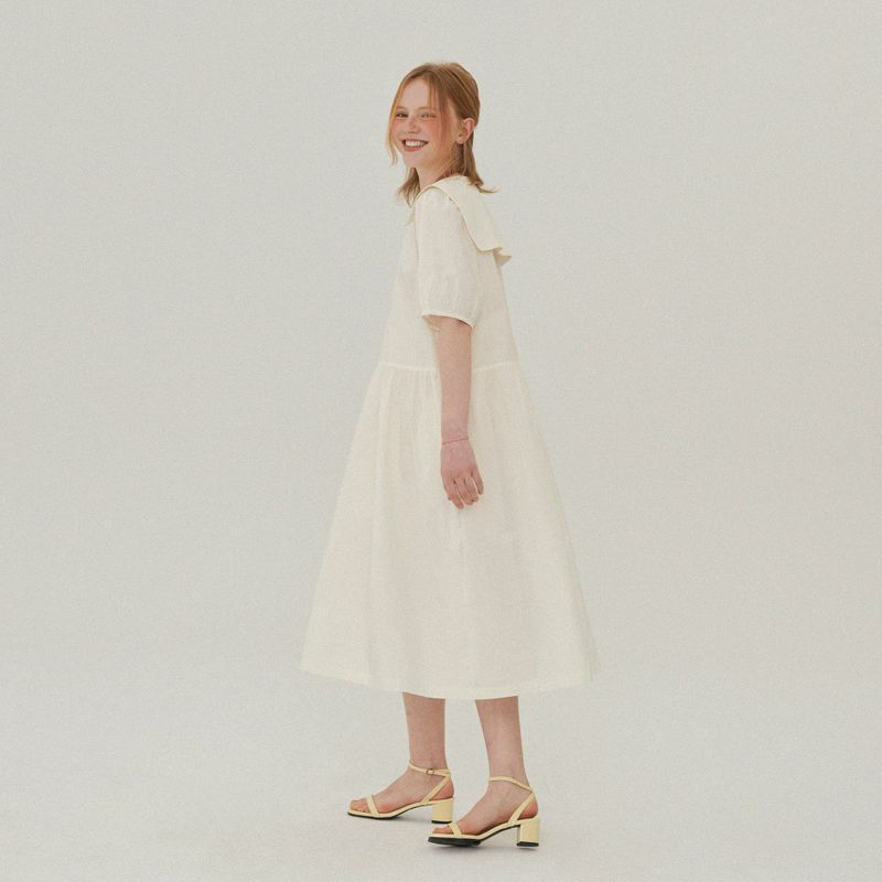 SAILOR COLLAR LONG DRESS_WHITE
