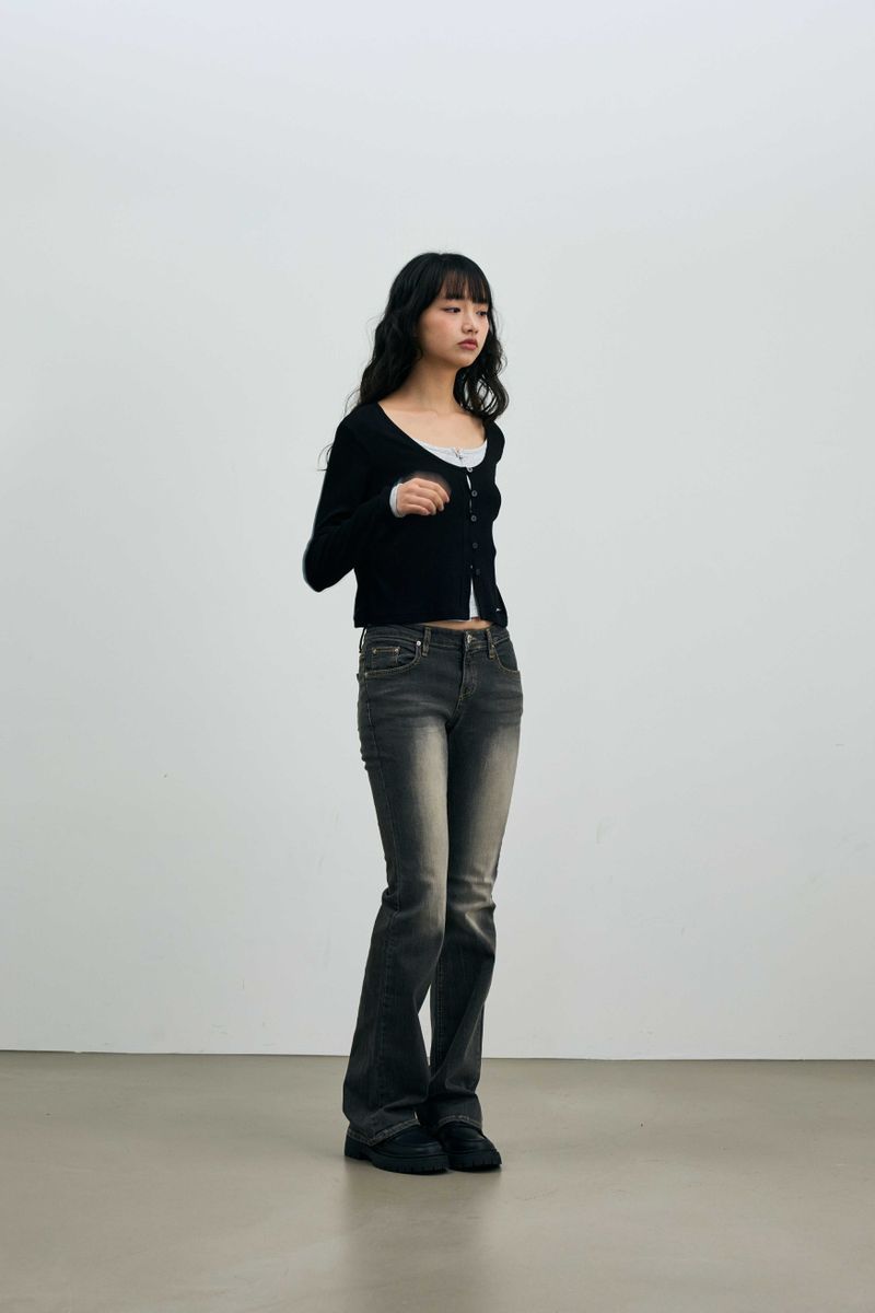 LYLA LAYERED CARDIGAN / BLACK-MELANGE