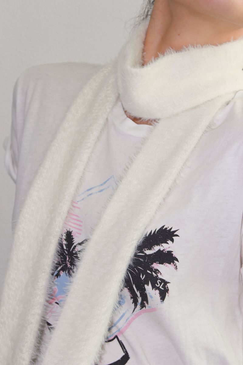 FUR KNIT LONG MUFFLER / IVORY