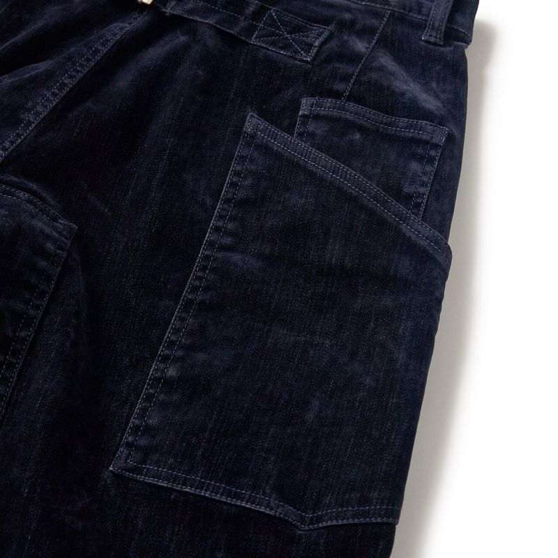 Velvet denim work pants / Dark navy