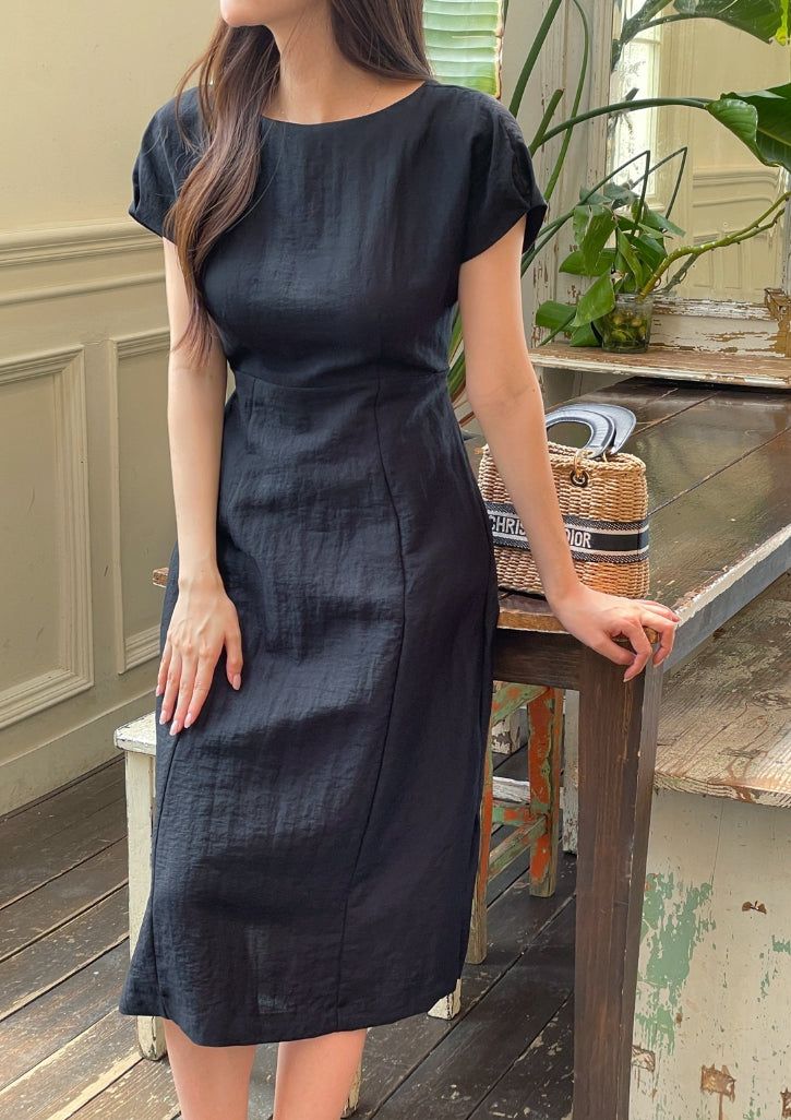 Opil Balloon Sleeve Linen Long One Piece