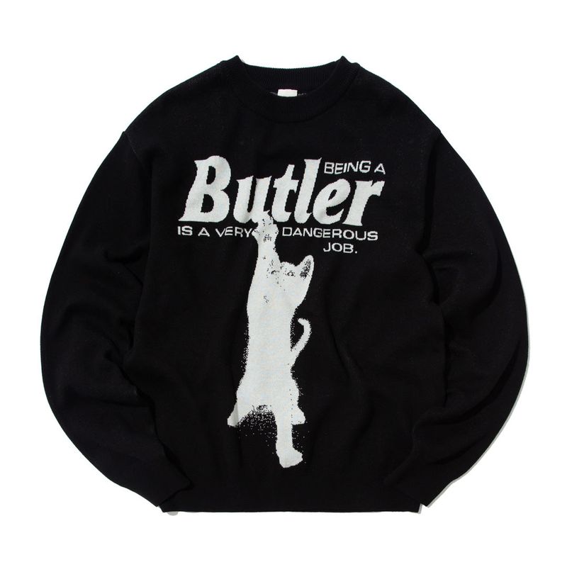 KRUCHI(クルチ)の「CAT BUTLER Knit Sweater (BLACK)(Tops)」