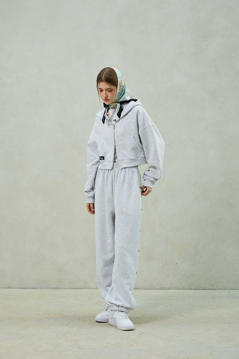 PITA SNAP OFF SWEAT PANTS / WHITE-MELANGE