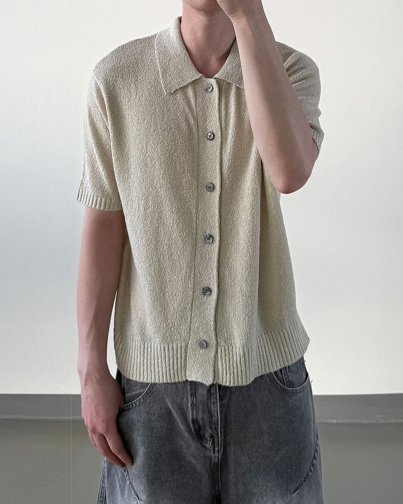 Bluema Bouclé Collar Short Sleeve Cardigan