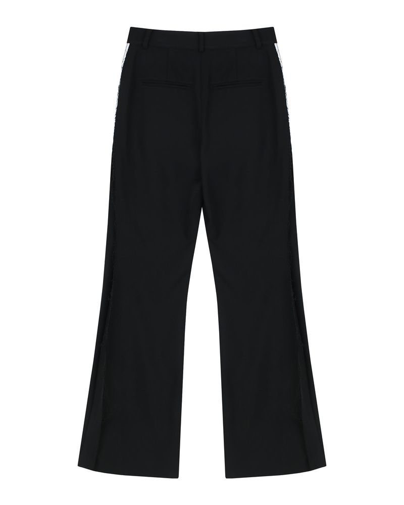 Pleated Logo-Tape Trousers _ BLACK