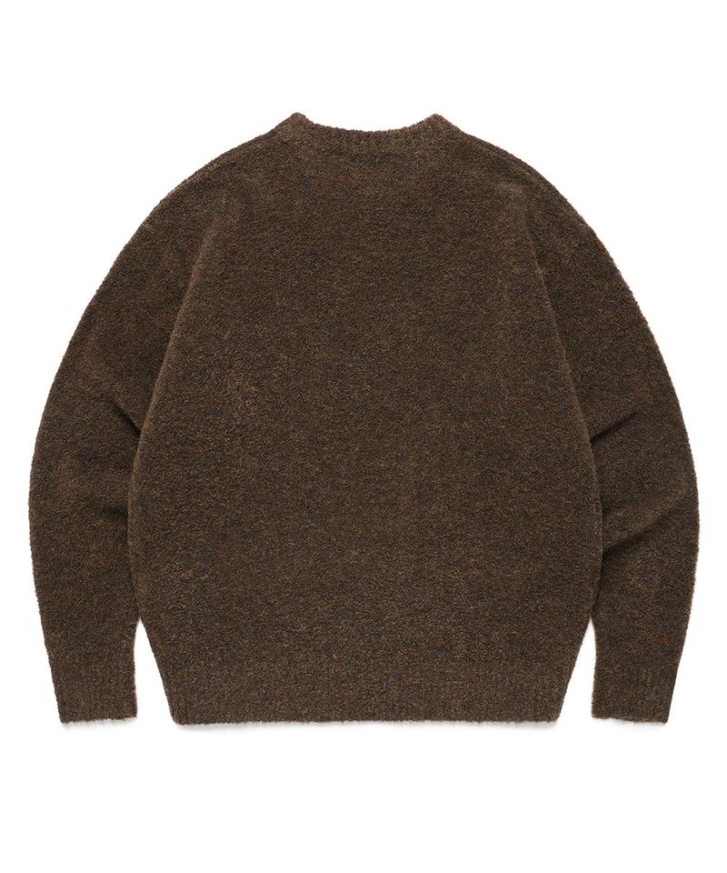 TWO TONE BOUCLE KNIT CREWNECK BROWN(CV2EFUK604A)