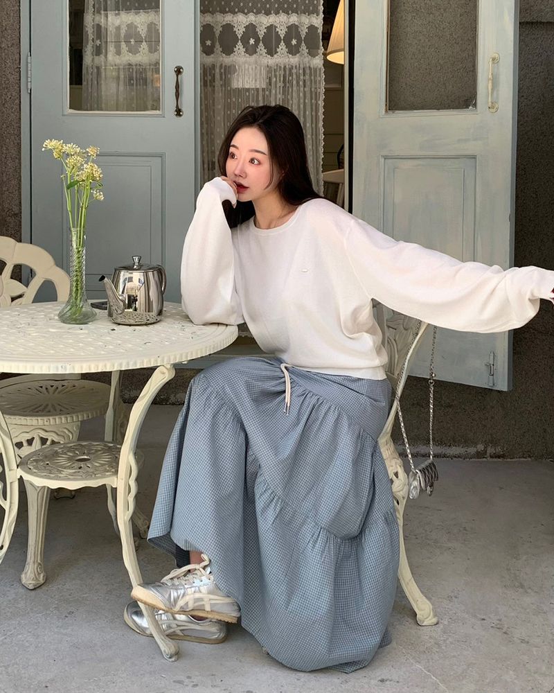 [MADE] Heidi, checkered tiered long skirt