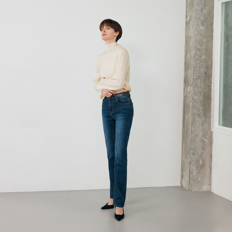 Twill Deep Blue Slim Straight Jean - YC392