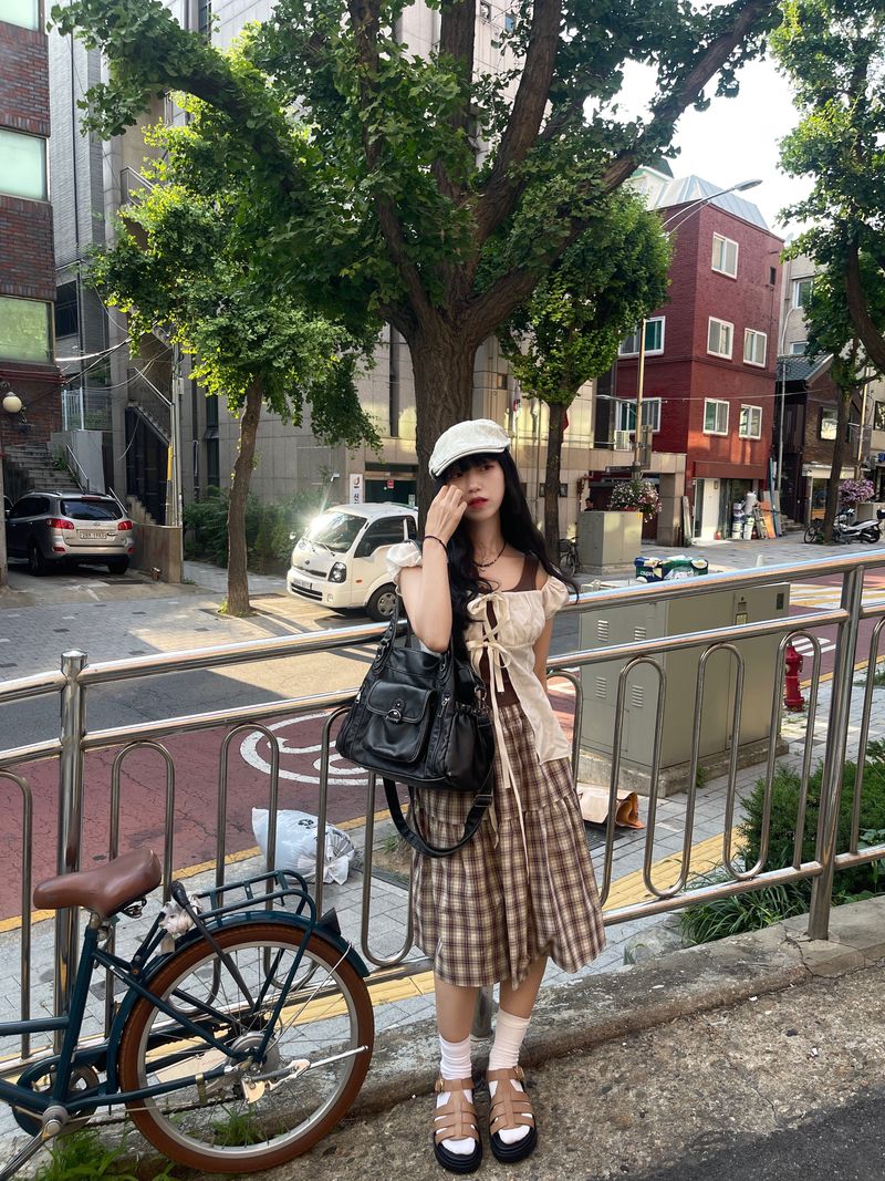 Mori Checkered Midi Skirt