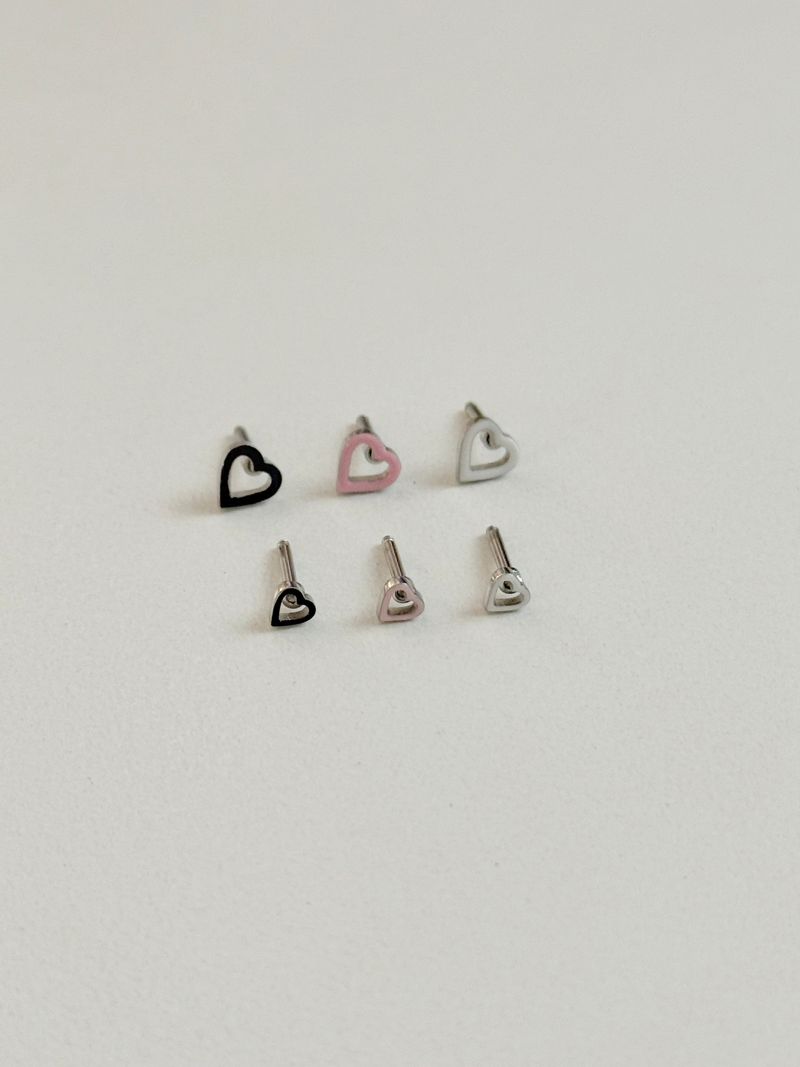 [3 color] heart piercing / 2 sizes / mini daily simple point