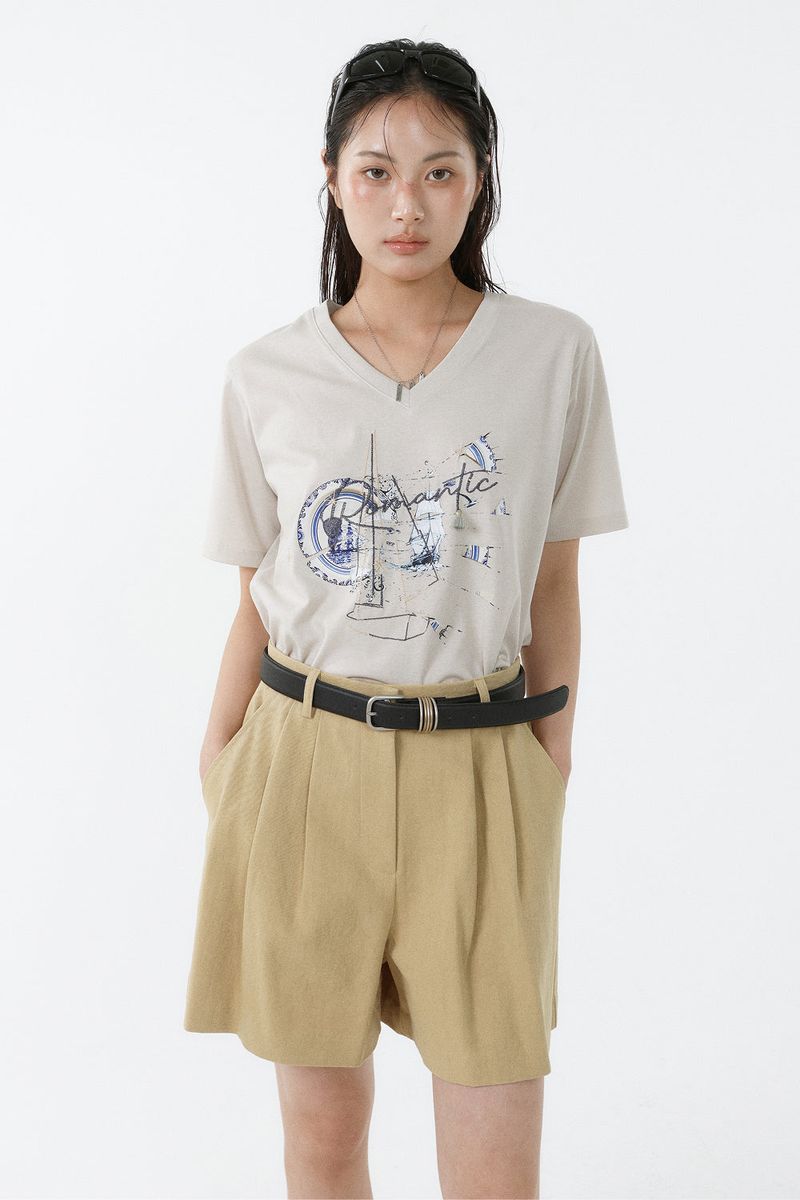 GALAXY V-NECK T-SHIRT_LIGHT BEIGE