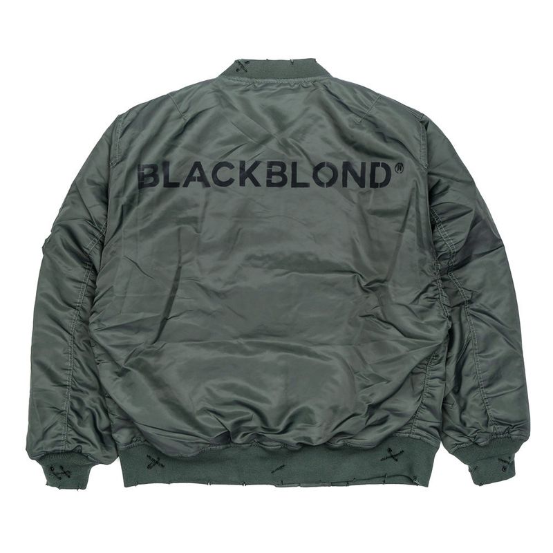 BBD Ripped Custom Sprayed logo MA-1 Bomber Jacket (Khaki)