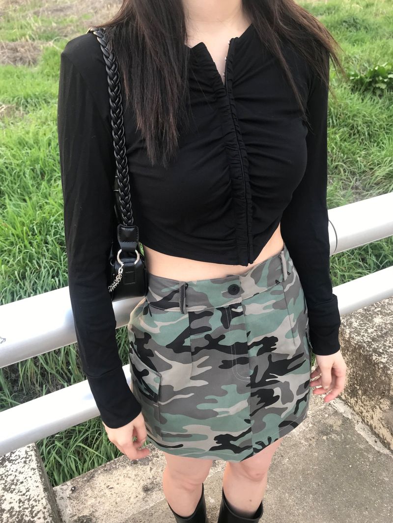Military cargo mini skirt
