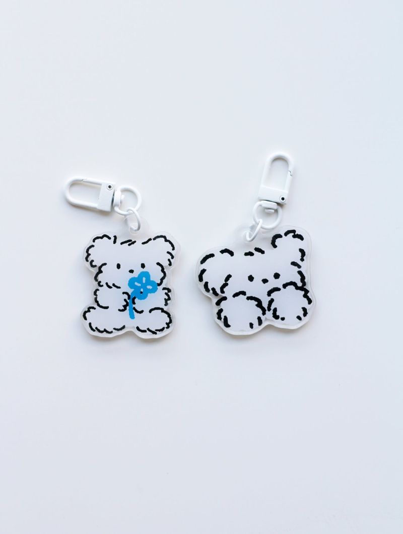 moonggae face white dog keyring