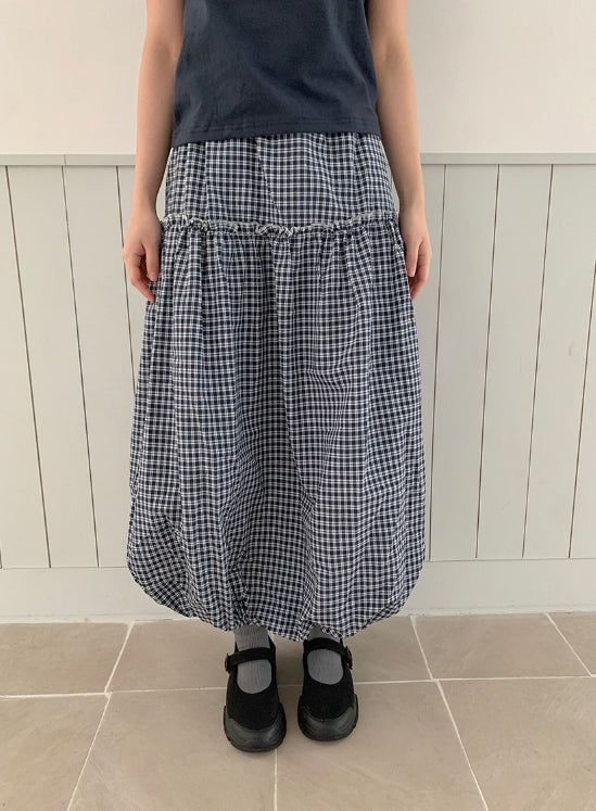 BAON（バオン）の「Lehiji Banding Check Balloon Long Skirt（Skirts）」