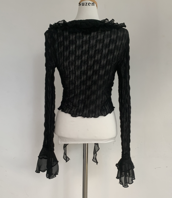 Mayou Shirring Scarf Blouse (black)