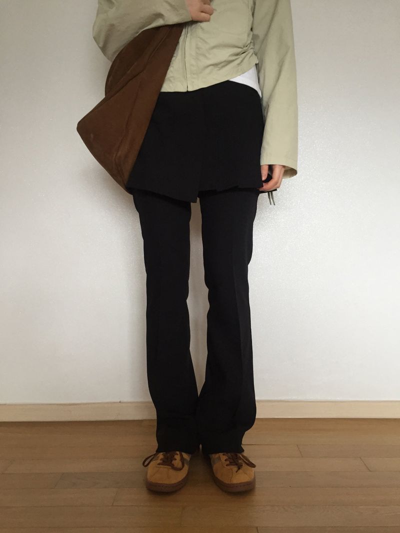 Cut slacks layered pants (2 colors)