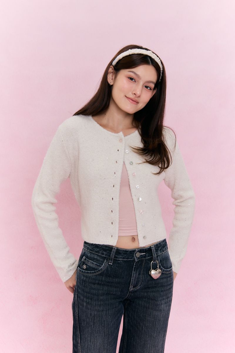 We Fell In Love In Reality(ウィ フェル イン ラブ イン リアリティ)の「Luv Dept / Curator Glitter Cardigan(Tops)」