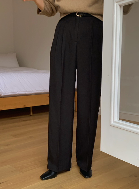 luch wool pintuck wide slacks