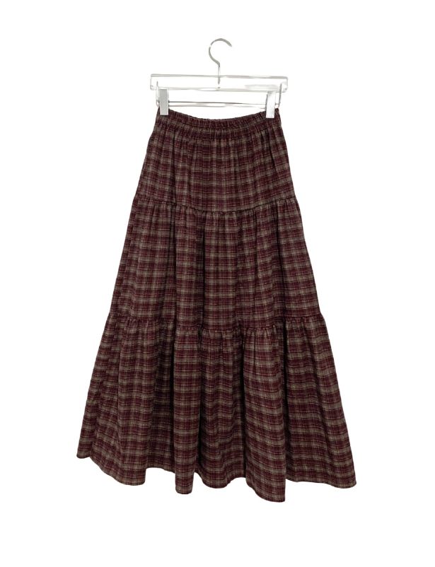 Talib Vintage Check Tiered Banding Long Skirt
