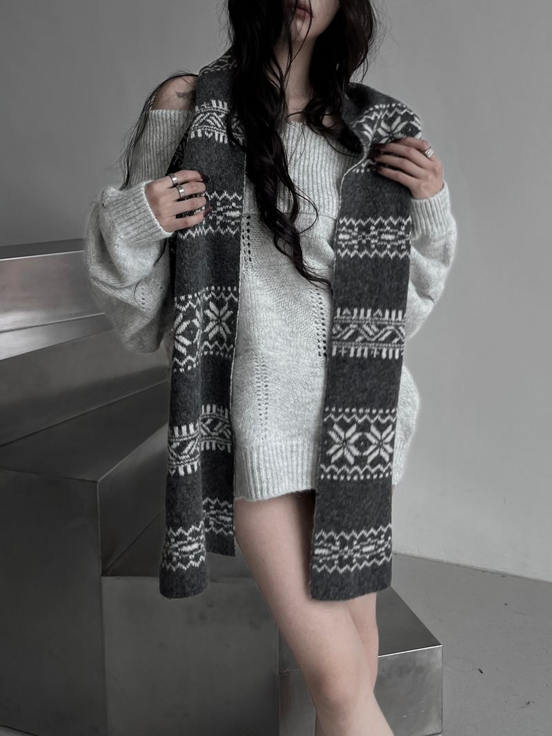 winter jacquard contrast muffler (4color)