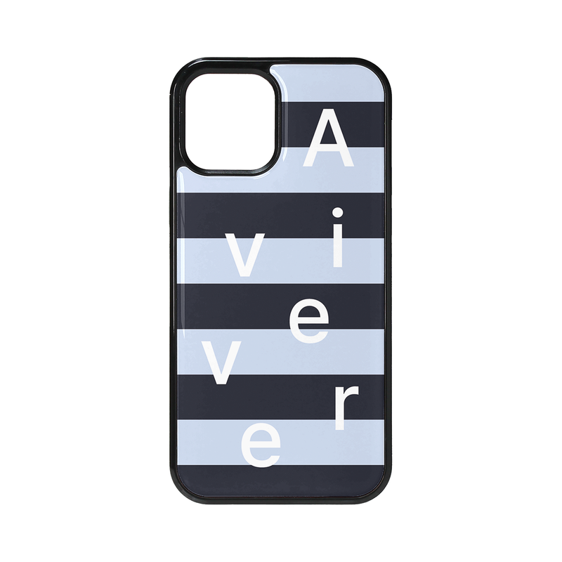 Avivere（アビベール）の「[MADE] stripe logo glass bumper case(skybluenavy)（Smartphone Accessories）」
