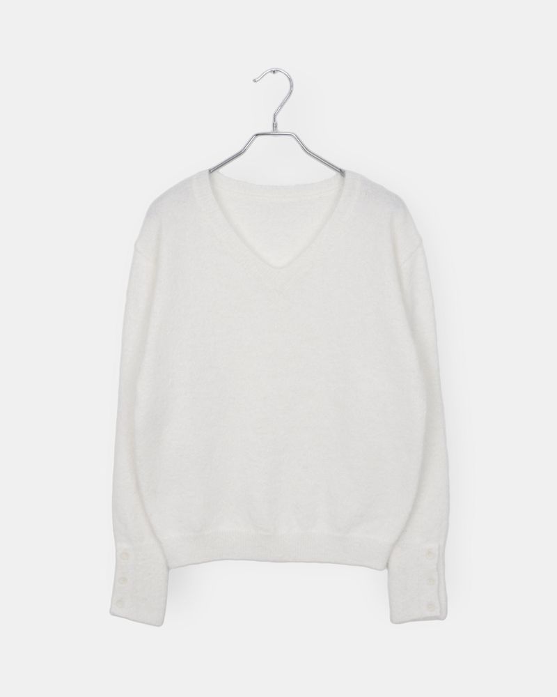 Eha Button Warmer Wool V-neck Knit