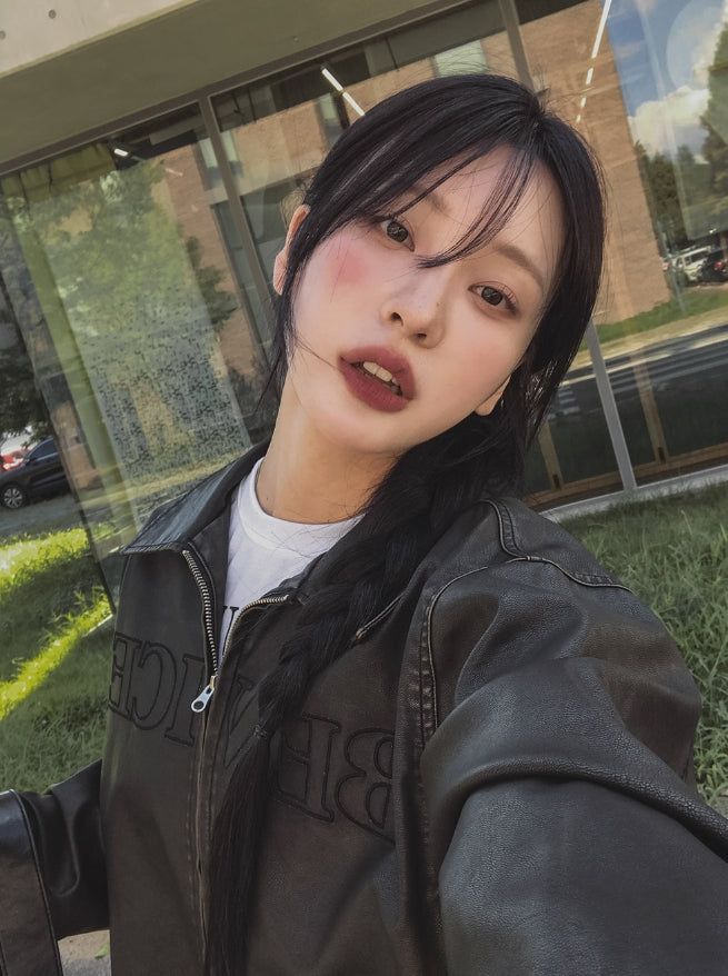 Mark Lettering Two Way Leather Jacket