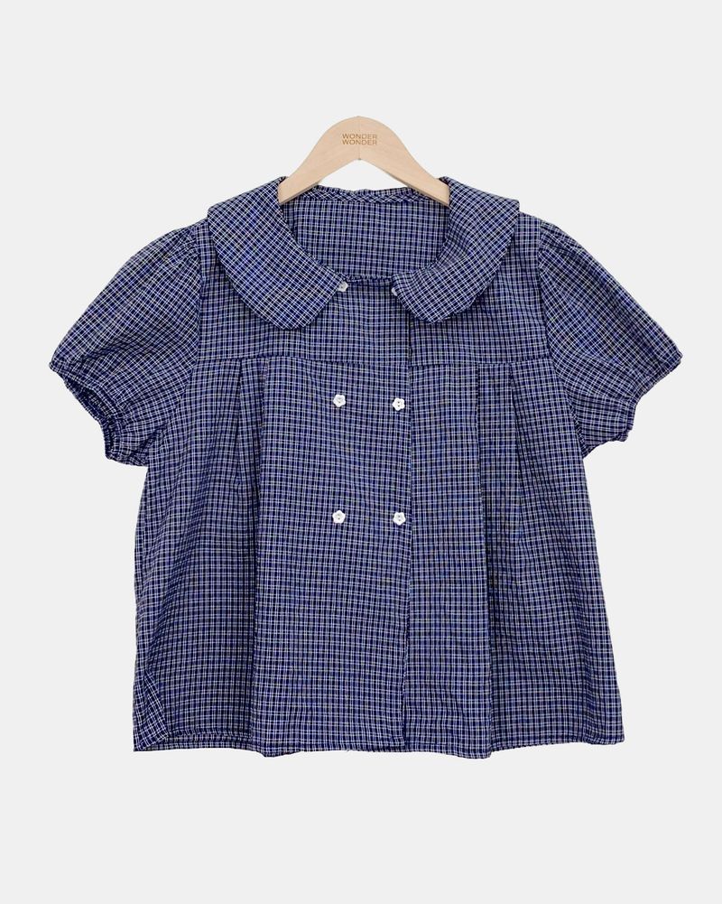 Furen Double-Button Short-Sleeve Blouse