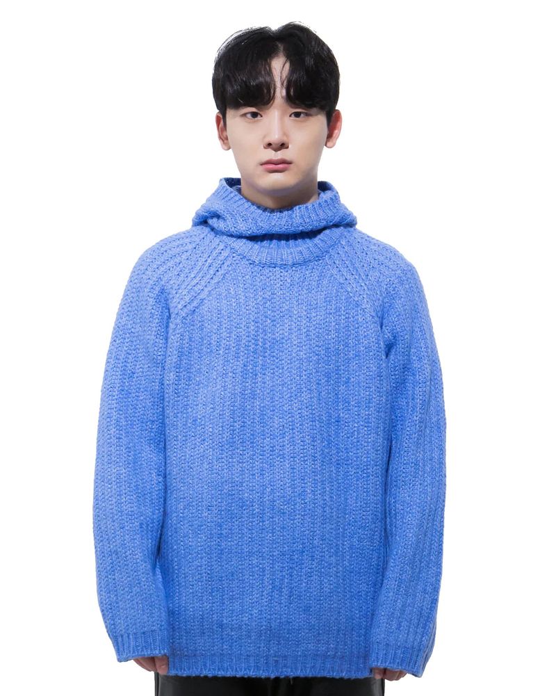フードつきニット-BLUE (送料込)- WooStore