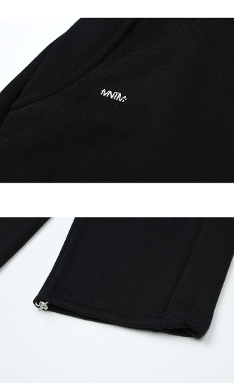 [mnem] pintuck logo jogger pants (black)