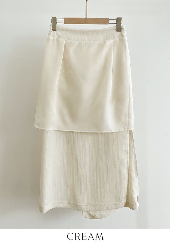 Core Wrinkle-Free Pleated Wrap Long Skirt