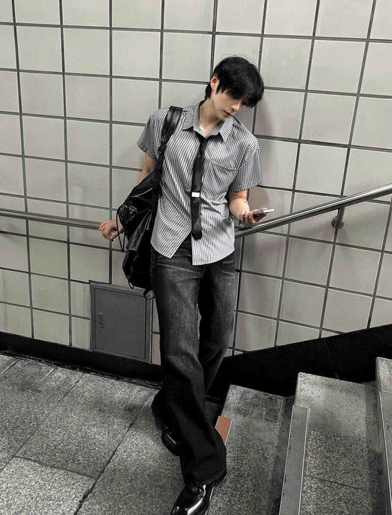 Silk Striped Classic Shirt & Tie Set