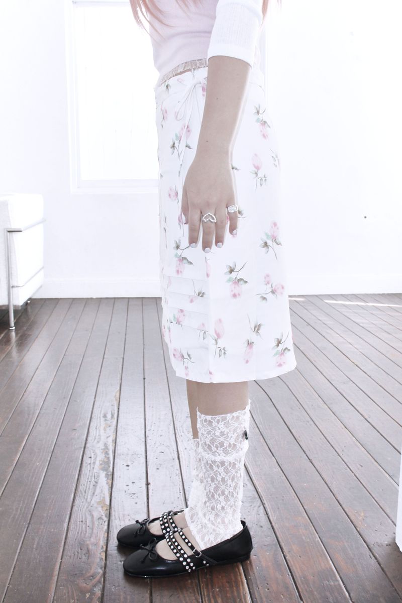 Flower lace midi skirt