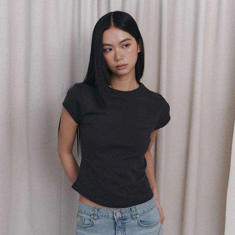 C 90S LINE BASIC T-SHIRT_CHARCOAL