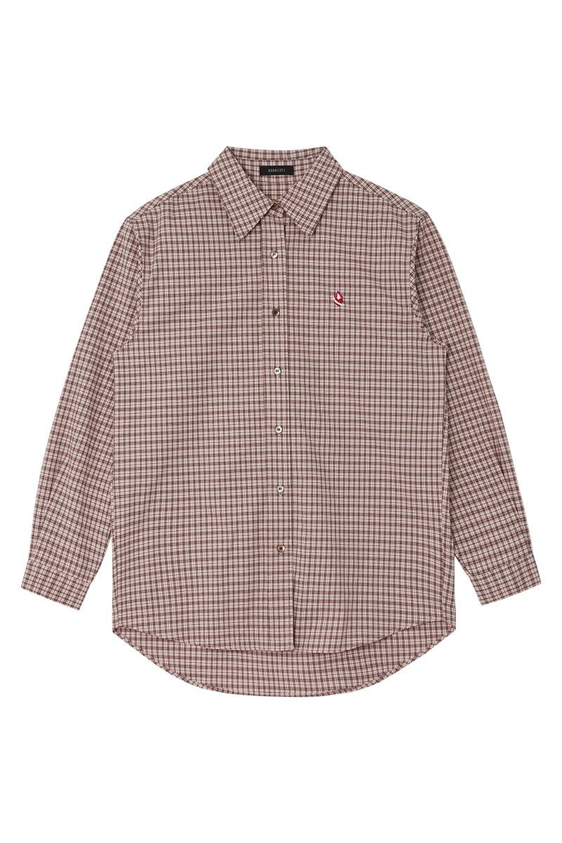 KOOKEESEE(クキシ)の「Heart Logo Overfit Check Shirt (pink)(Tops)」