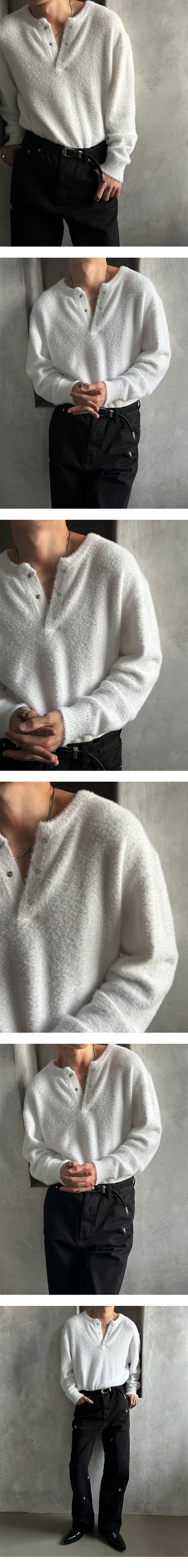  [PREMIUM][MADE] Angora hair henry neck knit(3color)