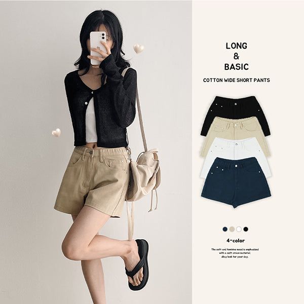 hijjoo（ハイチュー）の「🤎Short. Basic / S-2XL🤎 Cotton wide shorts for spring, summer, and fall (4 colors)（Pants）」