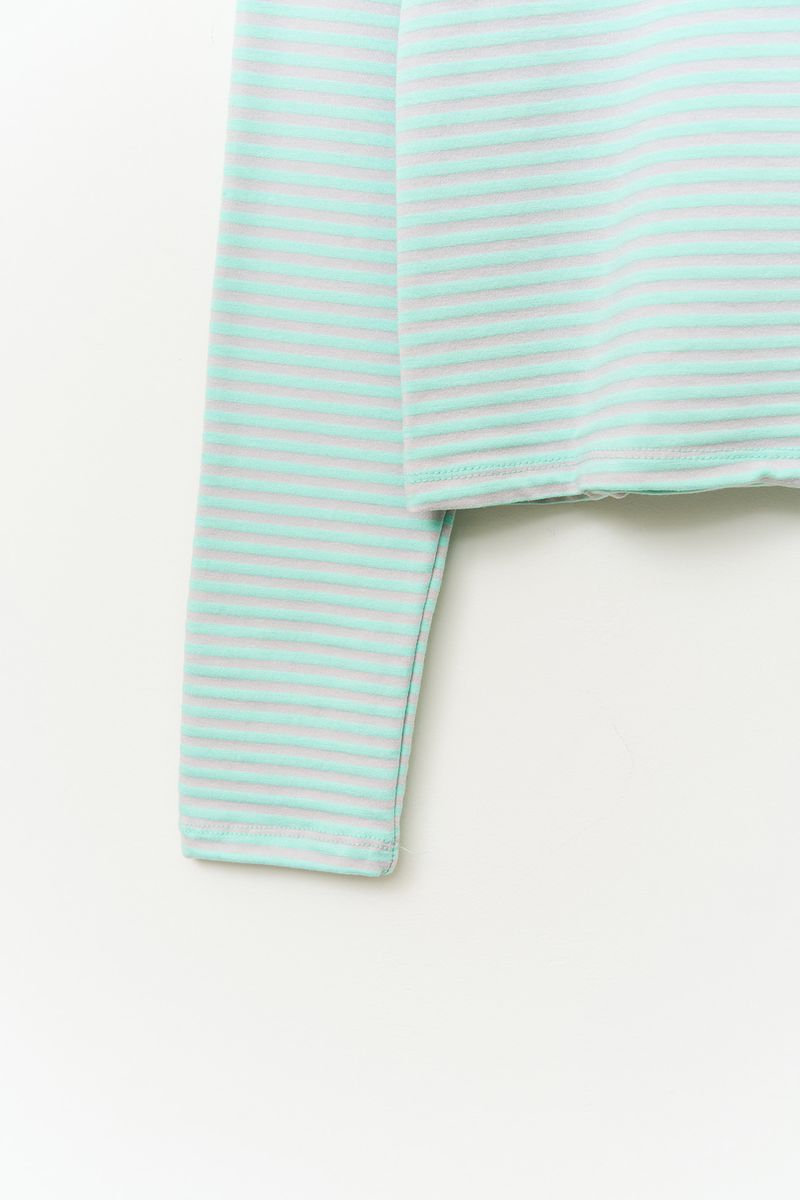(W) Mee Striped Hooded Top