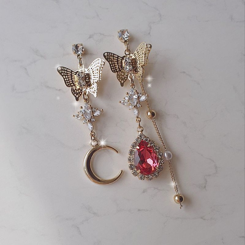 Rosepink Moon Butterfly Earring