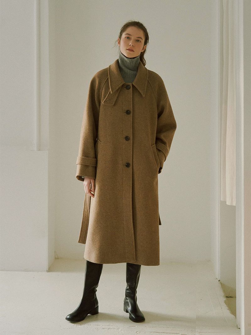 Single wool long coat