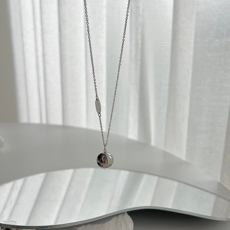 vvv Stainless Steel Bold Ball Long Coin Two Way Coin Titanium Necklace