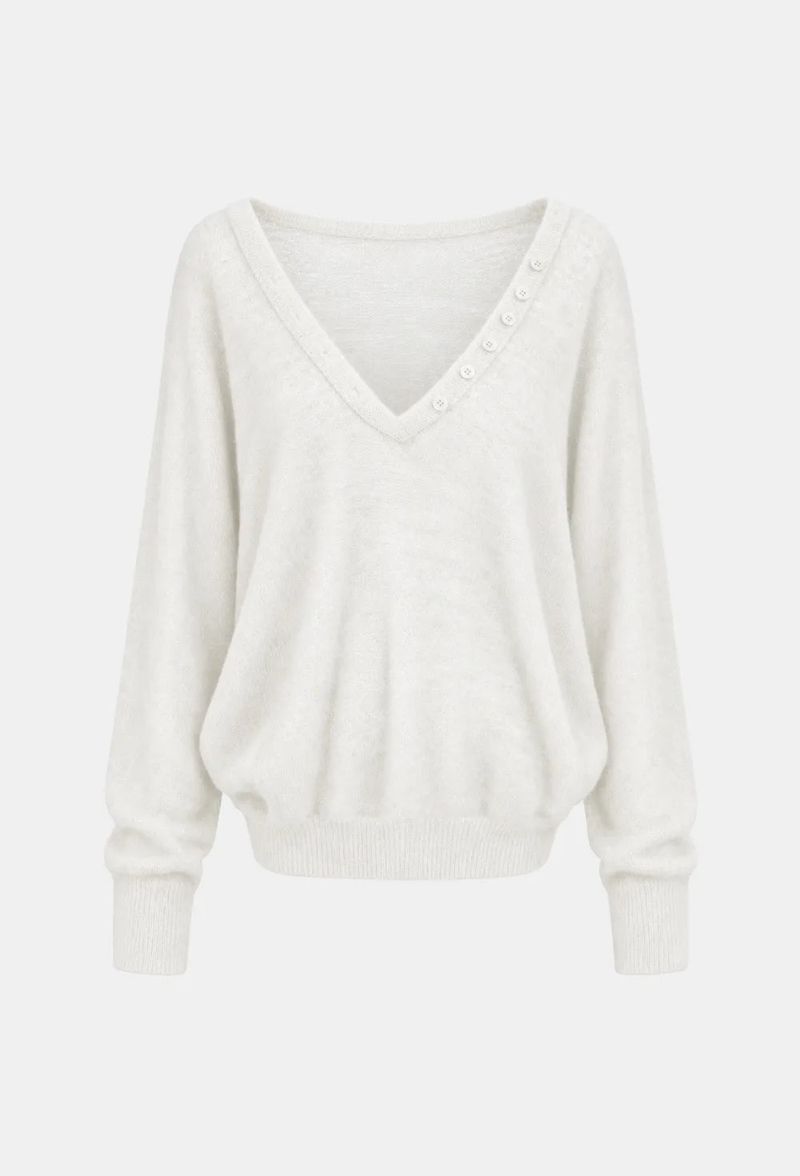 Claire Button V-Neck Loose Knit