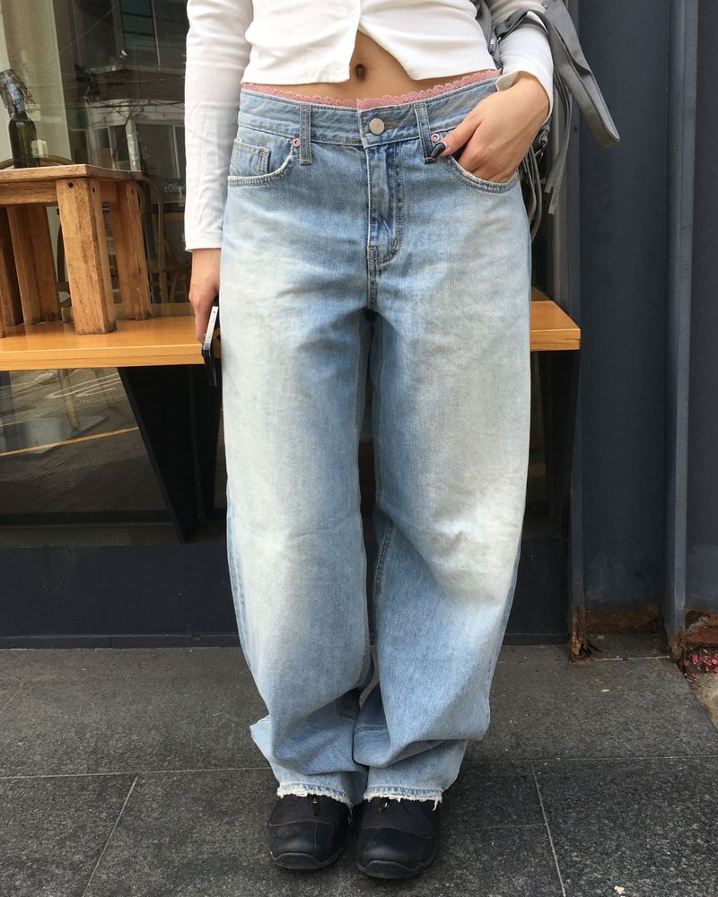 kyoive（コイブ）の「Pink lace denim pants（Pants）」